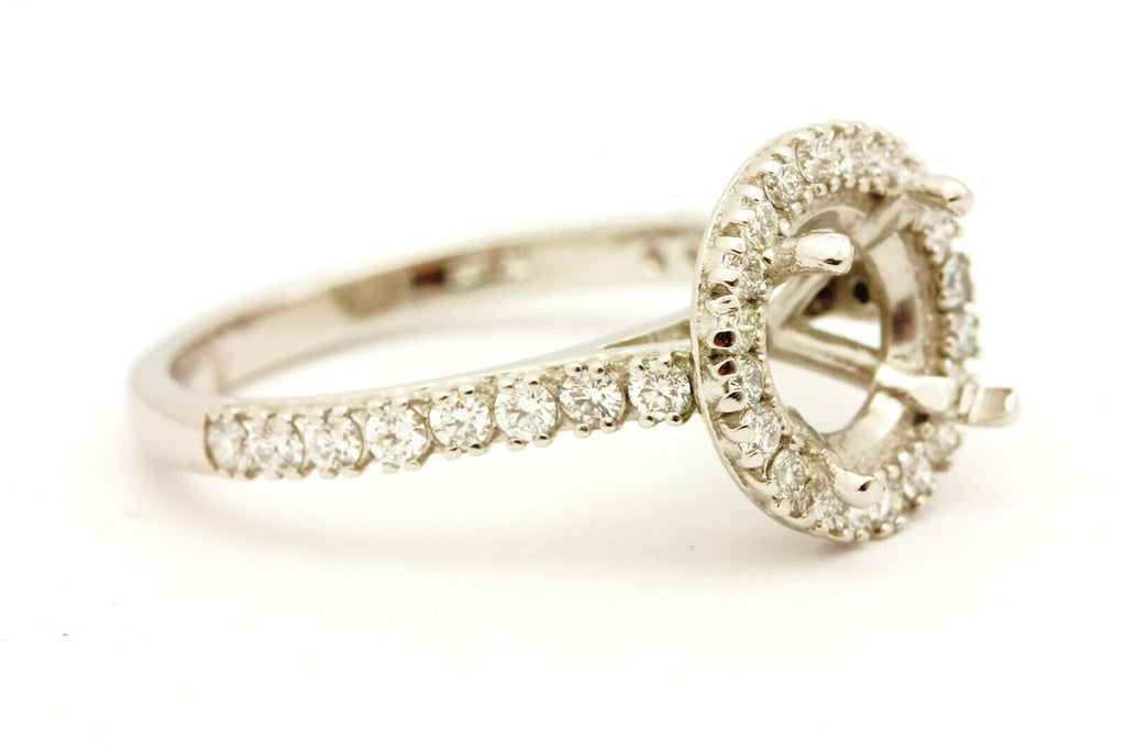 platinum 0.61ctw natural diamond halo engagement ring semimount size 7.25 6.02g