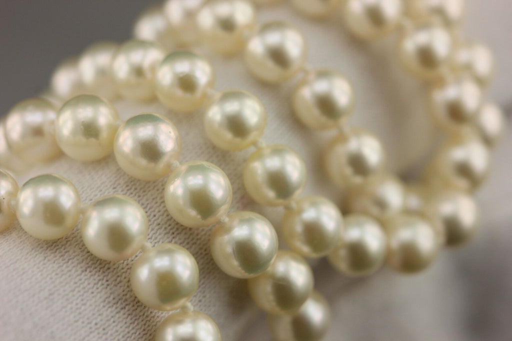 14k yellow gold 18 inch 5.5-6mm round cultured pearl strand necklace Chinese NEW