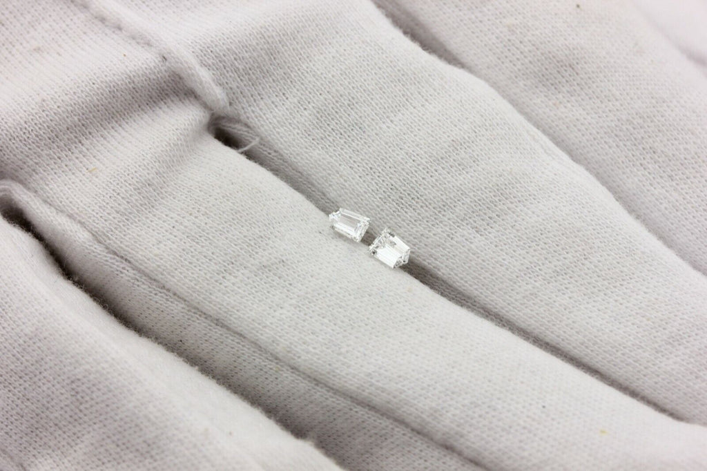 loose natural diamond 0.33ctw matched pair bullet step cuts E VVS2 4x3x1.5mm new