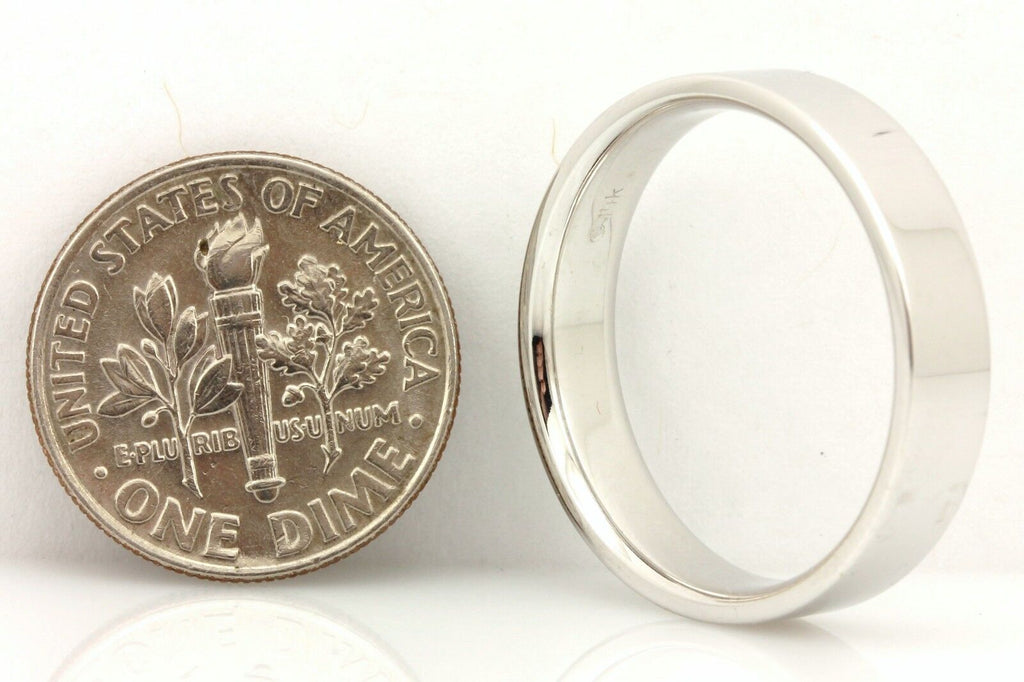 14k white gold Men's 5mm flat wedding band size 9 comfort fit ring 5.55g NEW