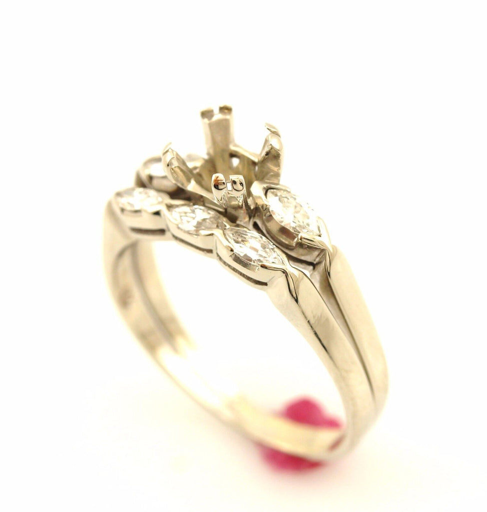 14kw gold marquise diamond bridal set engagement ring semimount wedding band