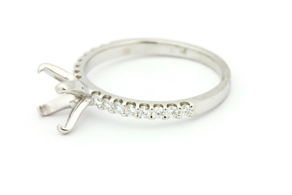 platinum 7mm center 0.27ctw diamond semimount engagement ring size 7.25 3.79g