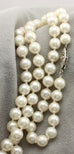 6.5-7mm round white cultured pearl 18" necklace 14k white gold clasp 28.13g NEW