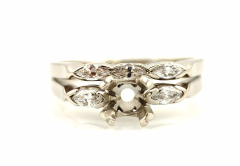 14kw gold marquise diamond bridal set engagement ring semimount wedding band