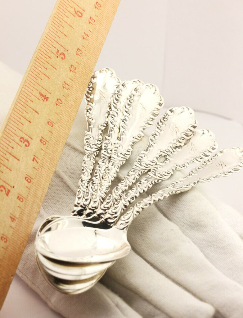 RW&S sterling silver spoons monogram B 6 count 5.5 inch 103.7g vintage estate