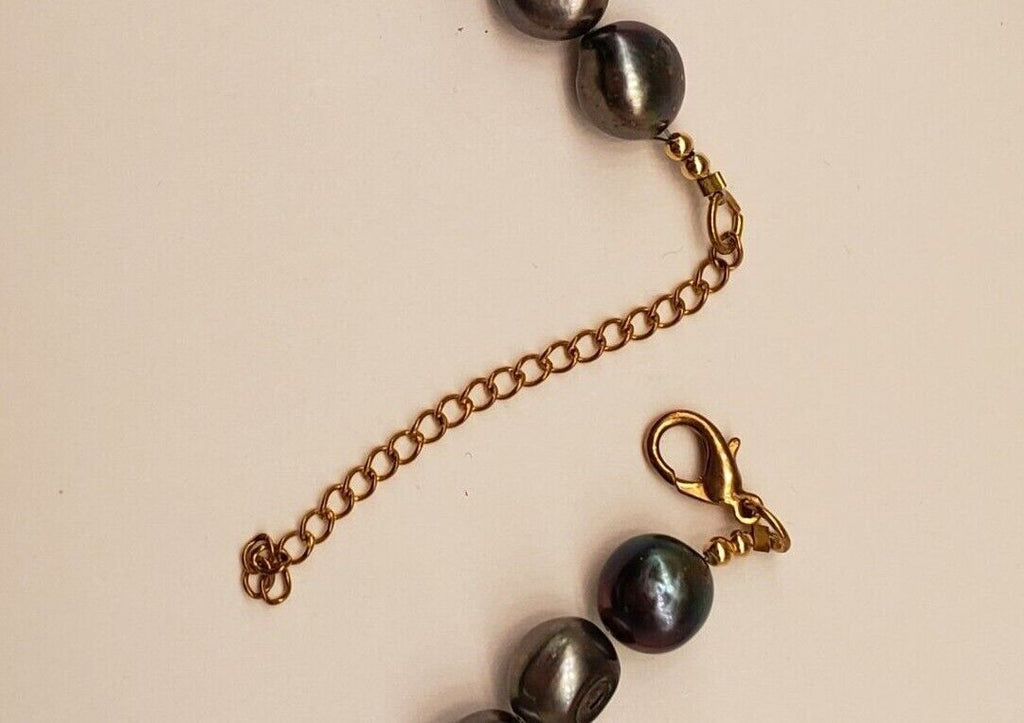 Black Baroque Pearl and Natural Geode Drusy pendant necklace, 19" 20" 21" 22"