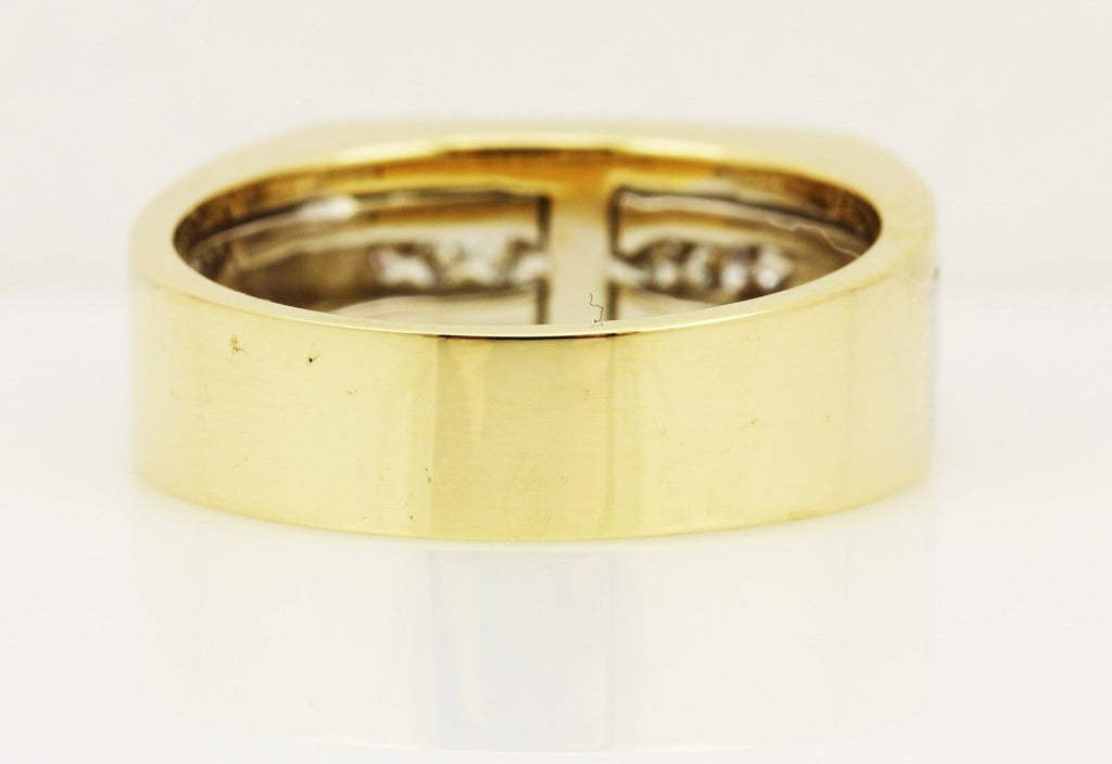 14k yellow white gold man's wedding band 0.62ctw princess diamond sz 8.5 estate