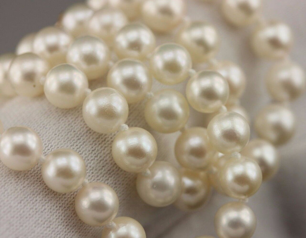 14k yellow gold 18" 5.5-6mm round white cultured pearl necklace strand NEW