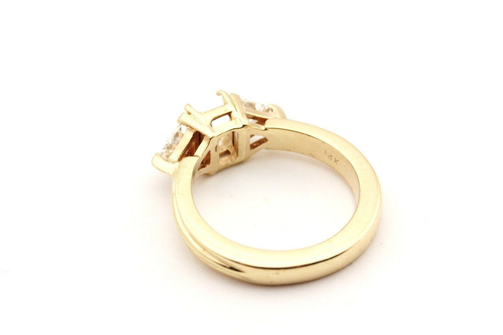 14k yellow gold emerald three stone diamond trillion ring engagement semimount