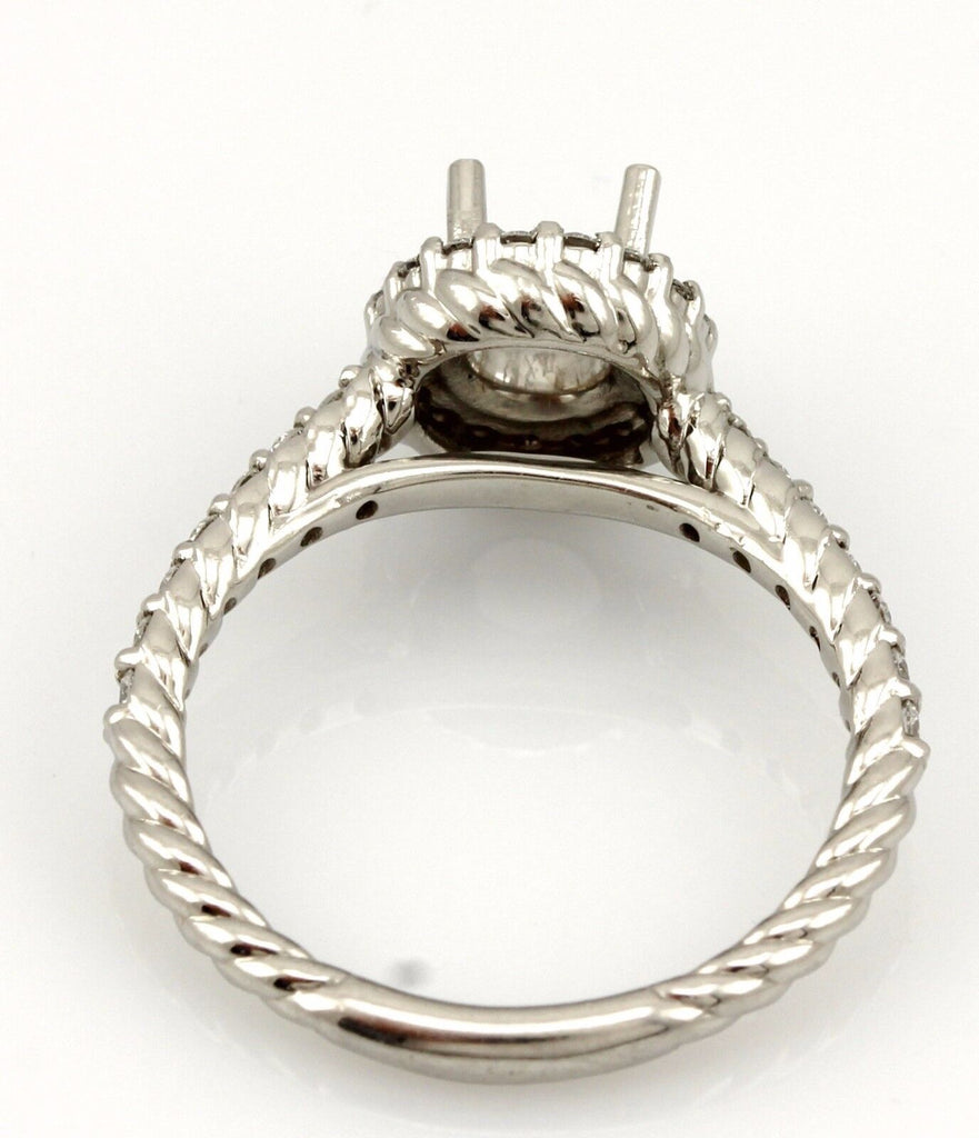 Platinum 1ct round diamond 0.34ctw halo twist band engagement ring semimount NEW