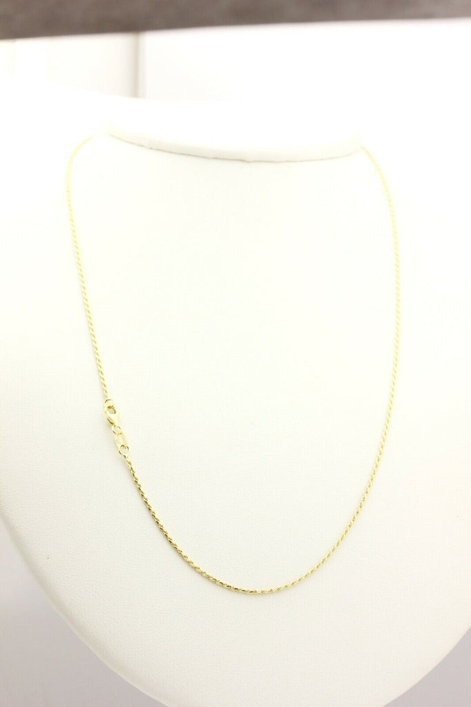 14k yellow gold rope chain necklace lobster 18 inch 1.1mm 2.79g new