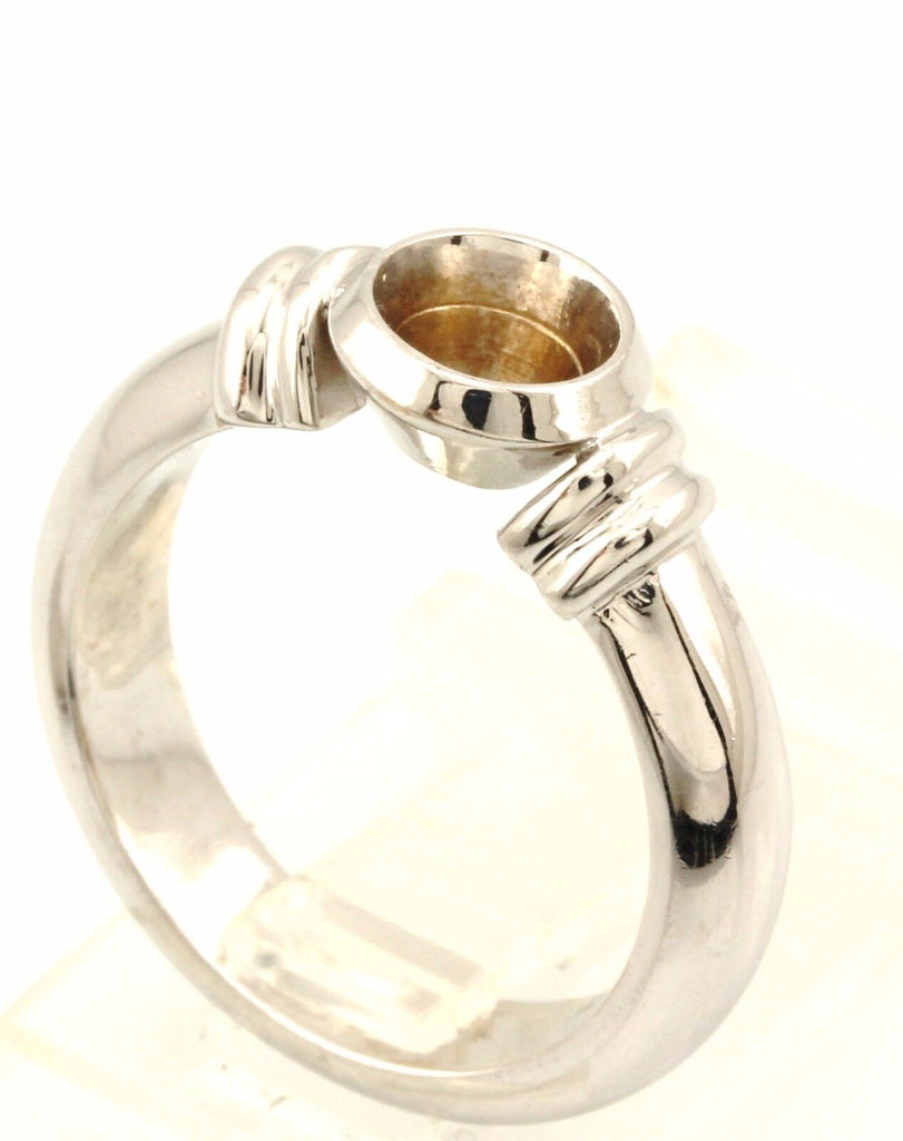 14k white gold 6mm 0.80ct round bezel solitaire engagement ring setting NEW