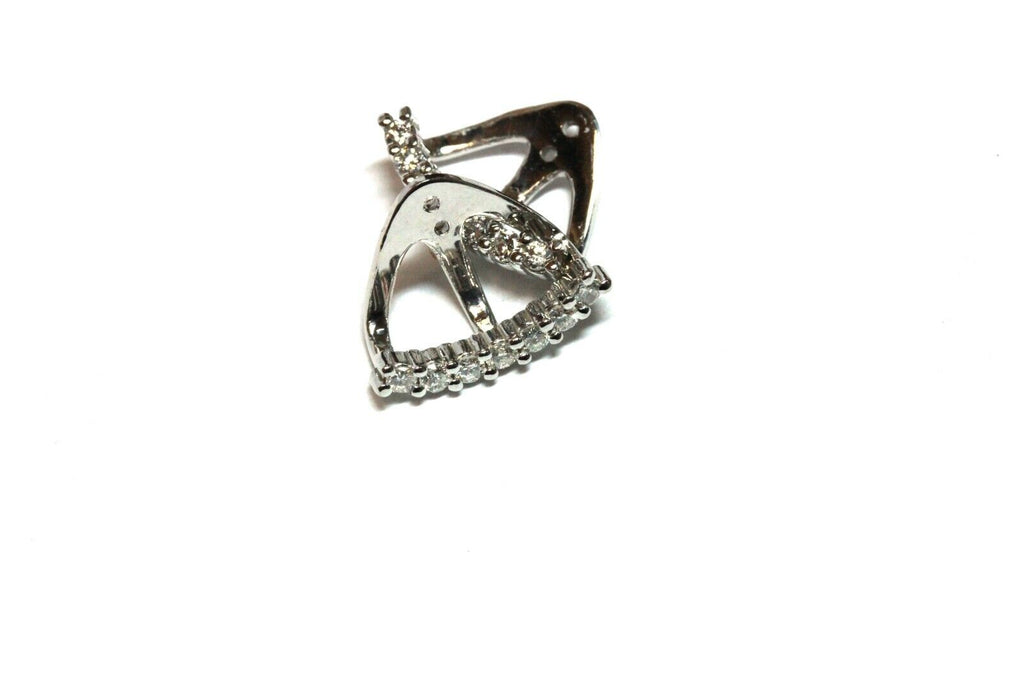 new 14k white gold 15mm drop dangle earring jackets 0.42ctw round diamonds 3.1g