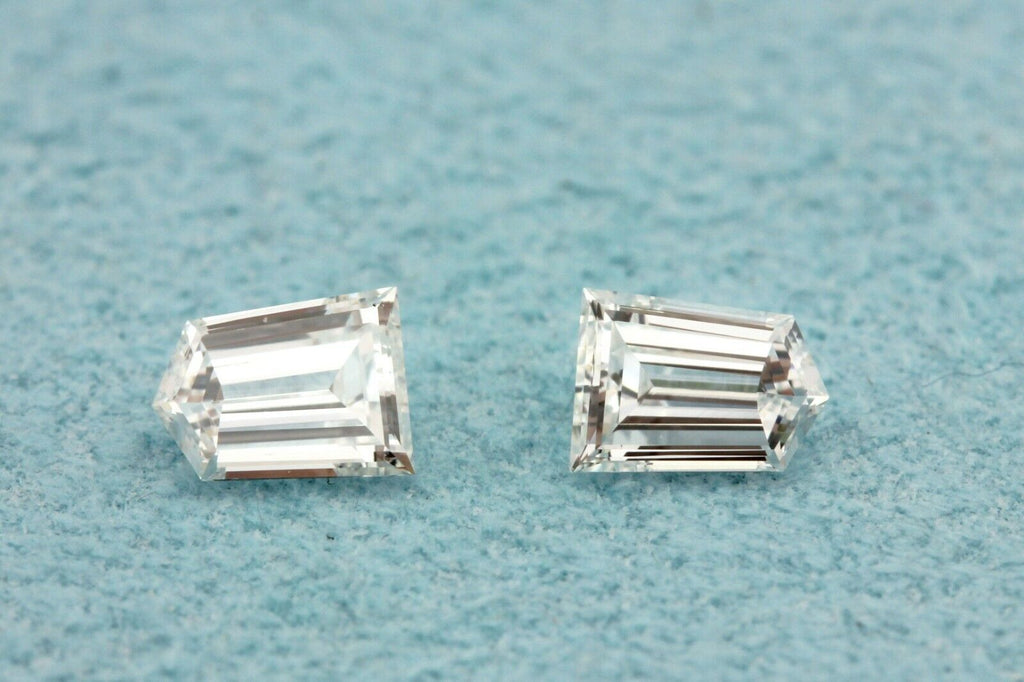 loose natural diamond 0.33ctw matched pair bullet step cuts E VVS2 4x3x1.5mm new