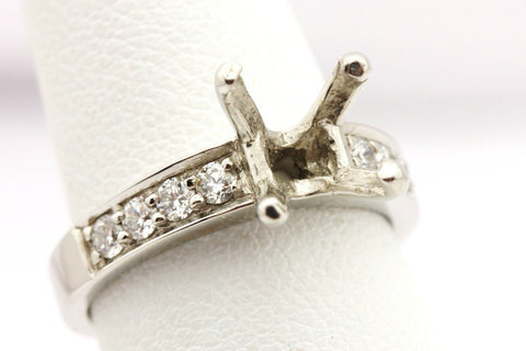 Platinum engagement ring semimount setting 6.8mm cushion .26ctw diamond accents