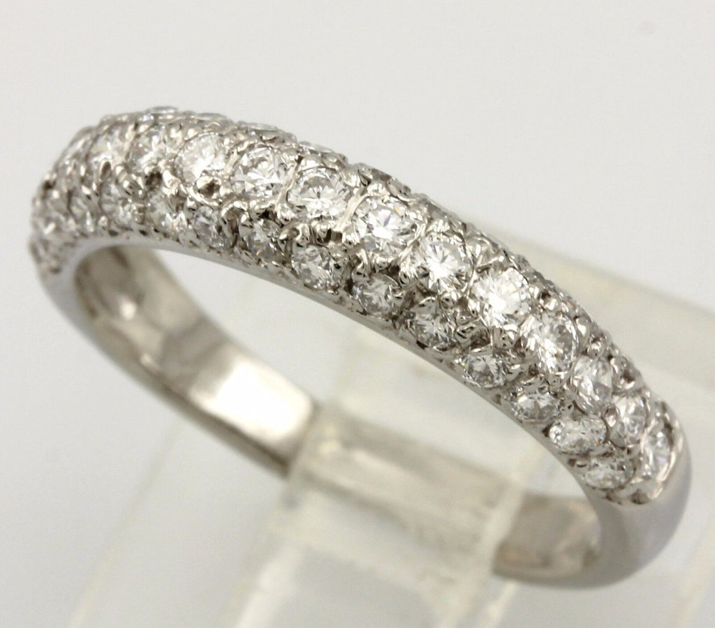 Platinum 0.66ctw round diamond pave wedding band 3.7mm ring size 5.25 NEW 3.67g