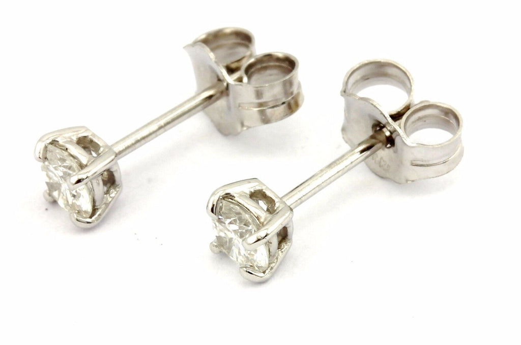 14k white gold 0.35ctw round brilliant diamond solitaire stud earrings NEW 0.57g