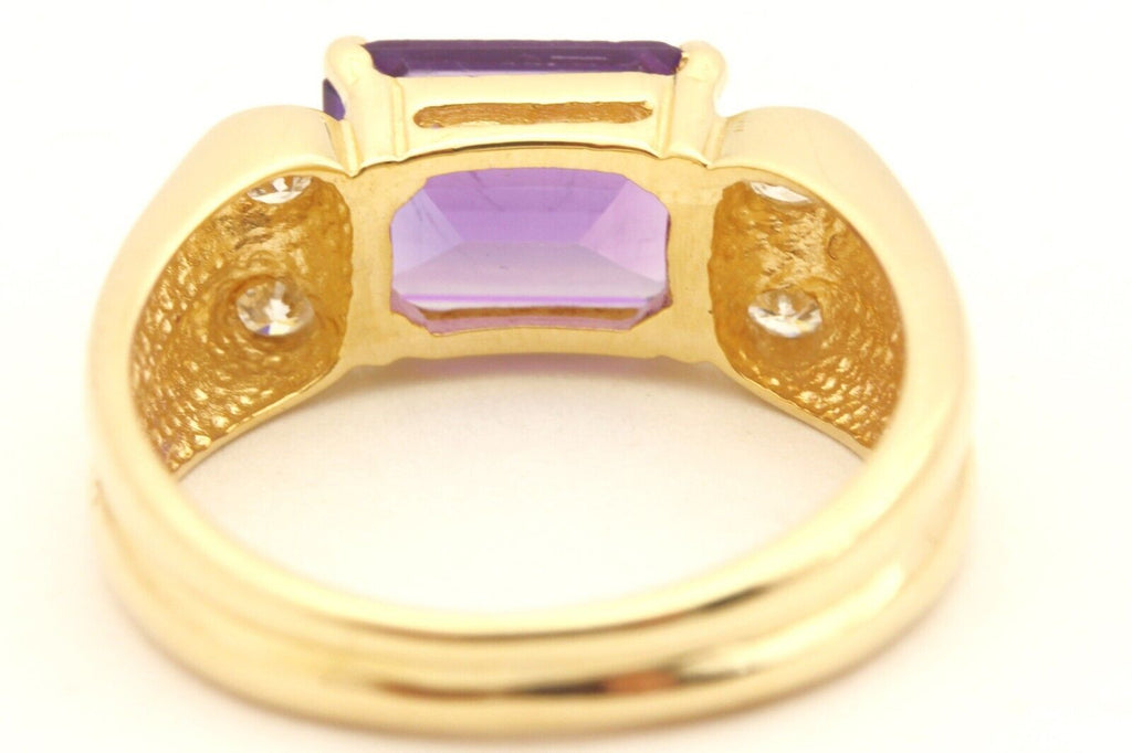 14k yellow gold 2.25ct purple amethyst 0.18ctw diamond ring band size 6.5 4.34g