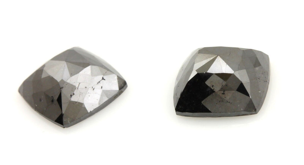 Diamonds matched pair treated black 4.47ctw square rose cut mix 8.3x7.9mm NEW