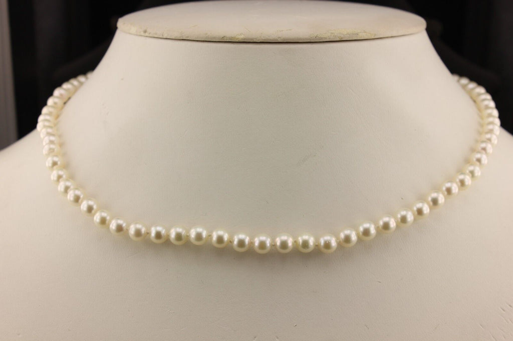 14k yellow gold 18 inch 5.5-6mm round cultured pearl strand necklace Chinese NEW