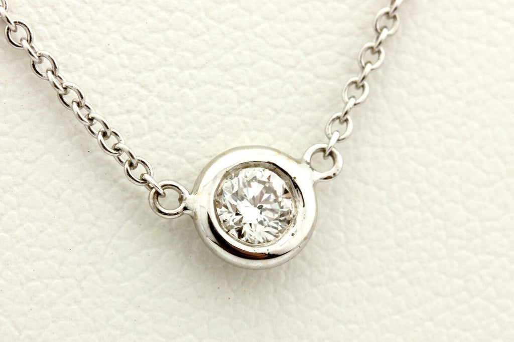 18k white gold 0.20ct round diamond chain necklace F SI2 18 inch lobster 2.57g