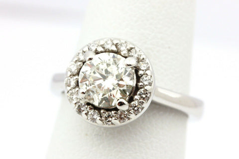 14k white gold GIA 1.04ct diamond 0.32ctw halo engagement ring size 4.25 4.93g