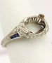 platinum diamond blue sapphire semimount engagement ring size 4.75 2.67g vintage