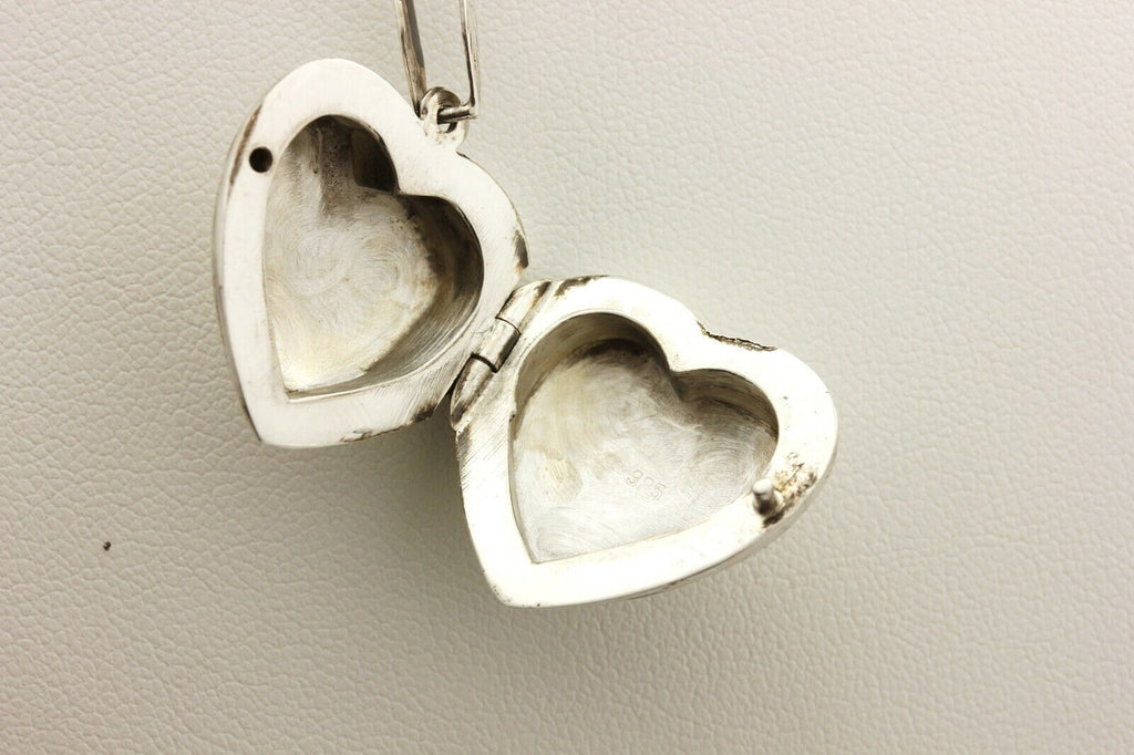 sterling silver 22 inch twist serpentine chain heart locket necklace 8.3g estate