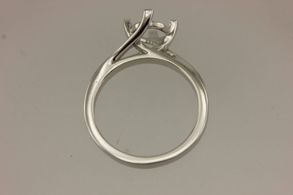 Platinum 1ct 6.5mm round solitaire engagement ring setting criss cross twist NEW