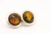 sterling silver amber stud earrings 0.75 inch 7.78g vintage estate round