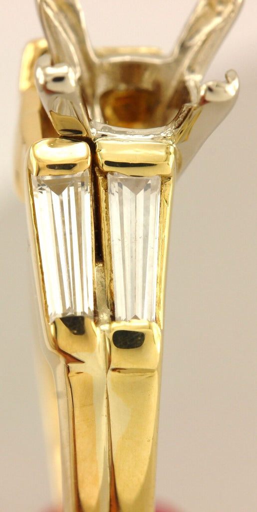 18k yellow gold wedding ring set 1ct square center diamond tapered baguettes set