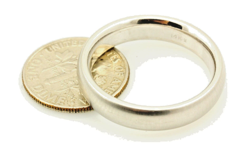 14k white gold Men's 5mm size 10 satin finish domed wedding band ring 8.16g NEW