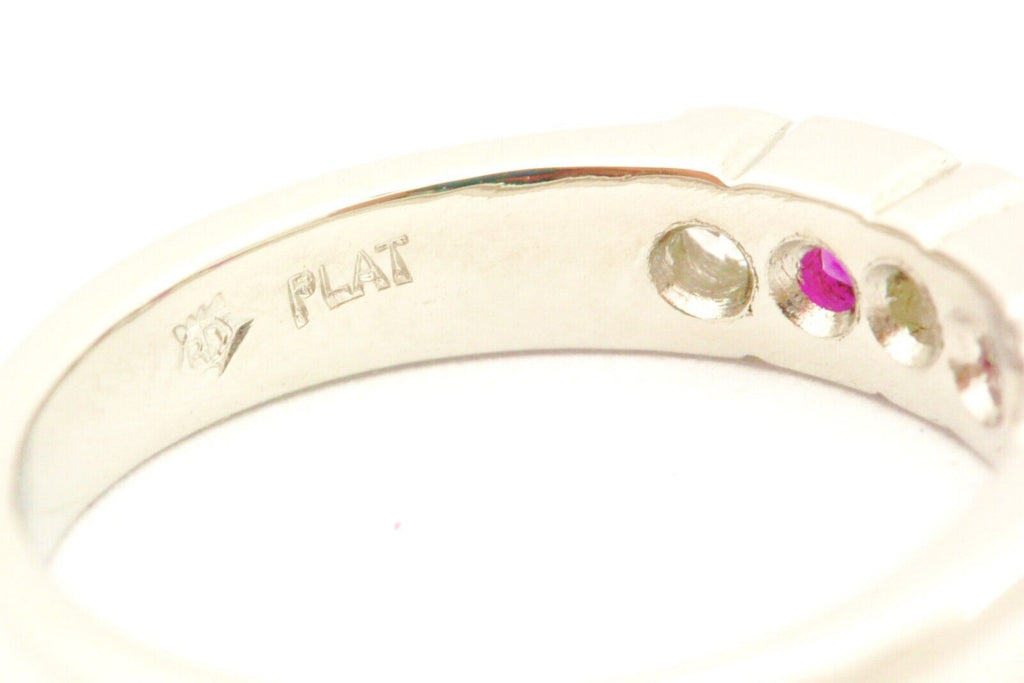 platinum pink sapphire diamond 4mm wedding anniversary band ring size 5.75 7.2g