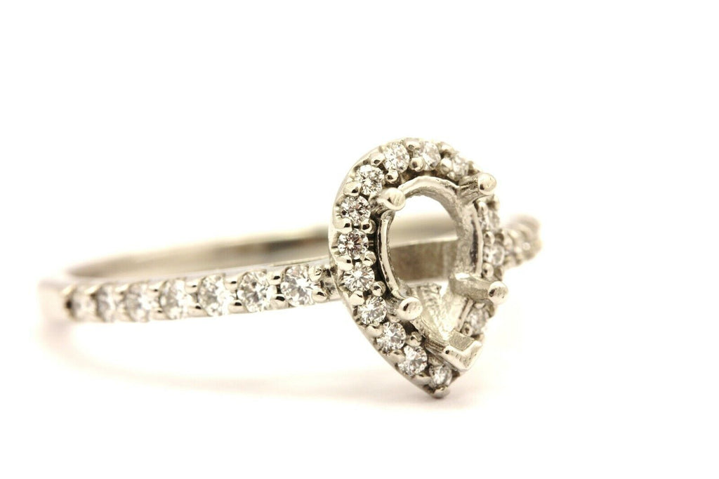 platinum 4.53g engagement ring semi mount 7x5mm pear center 0.35ctw accents halo