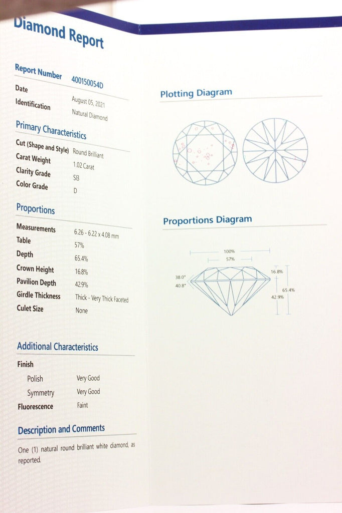 EGL USA natural diamond 1.02 carat D SI3 round cut 6.26-6.22x4.08mm loose new