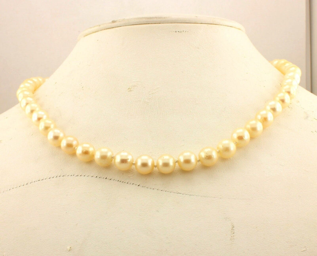 16" cultured pearl necklace 7-7.5mm round magnet clasp 925 sterling silver New