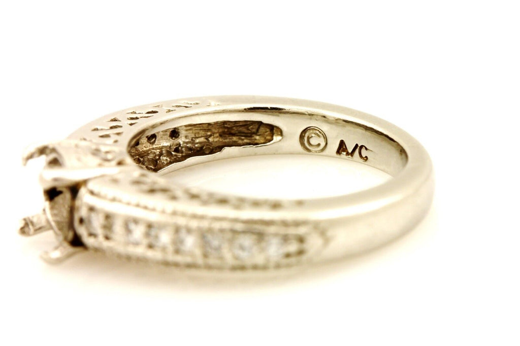 platinum 5.3mm round 0.55ct semi mount diamond engagement ring 0.15ctw band sz 4