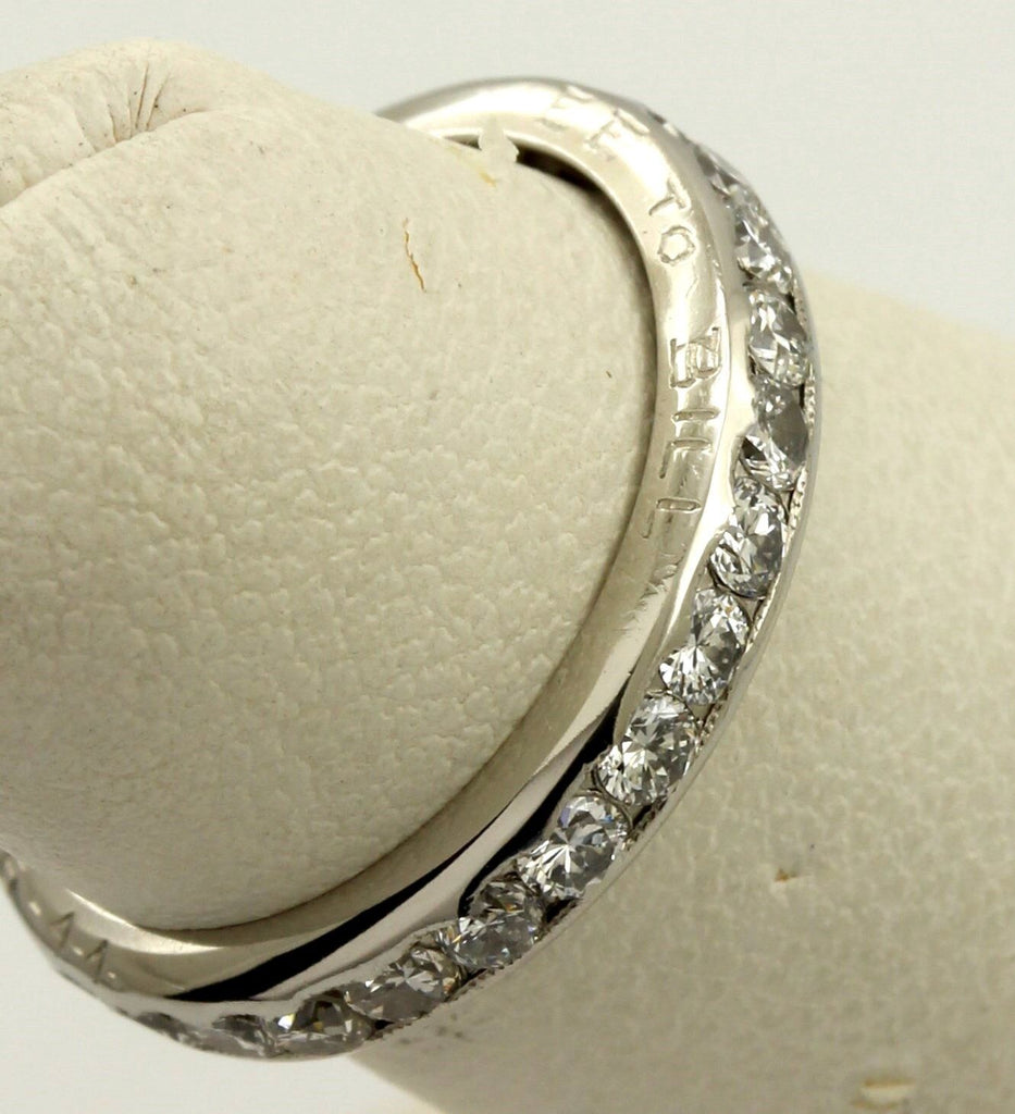 Platinum .81ctw round diamond eternity wedding band sz 4.25 ring vintage estate
