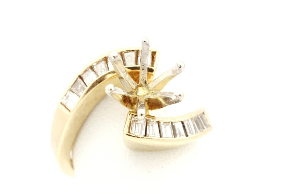 14k yellow gold twist 8mm 2ct diamond bypass ring setting semimount 5.17g estate