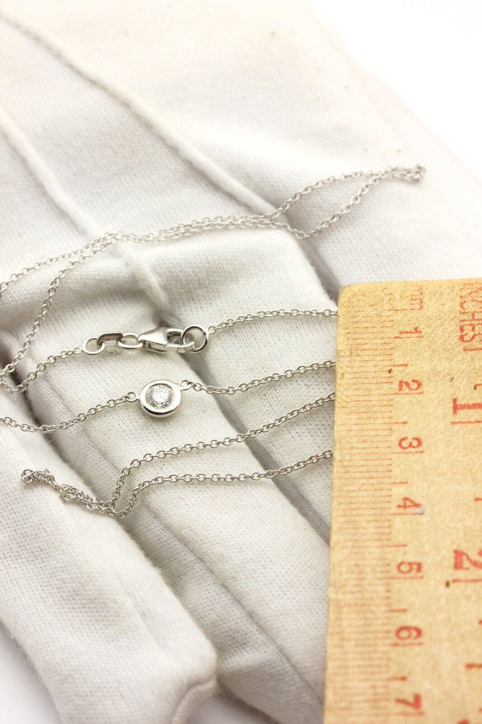 18k white gold 0.20ct round diamond chain necklace F SI2 18 inch lobster 2.57g