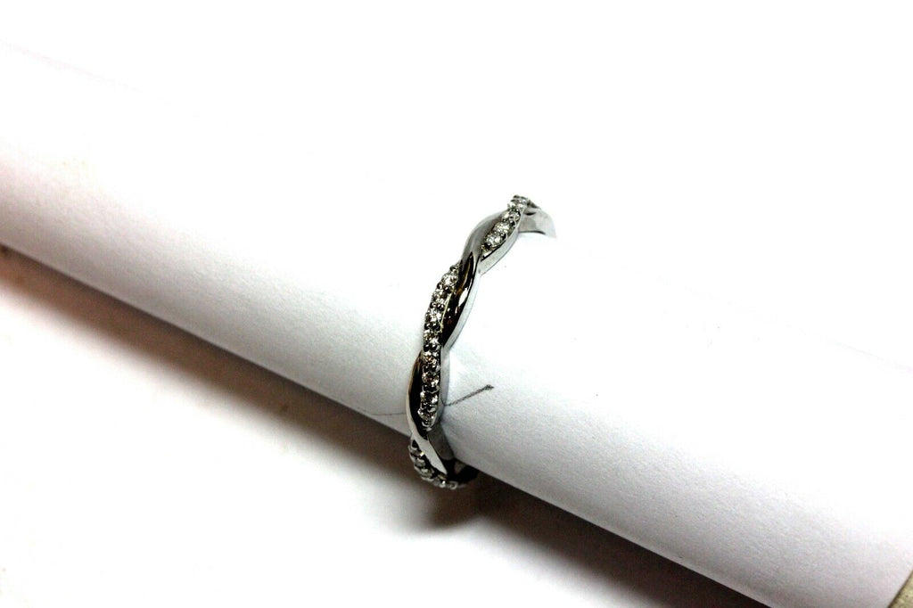 14k white gold 0.21ctw round diamond twist wedding band ring size 8.25 new 2.61g