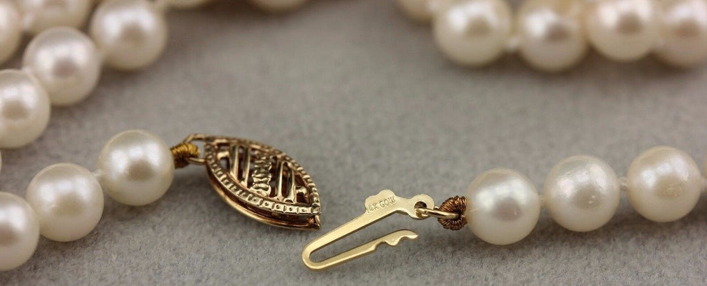 14k yellow gold 18" 5.5-6mm round white cultured pearl necklace strand NEW