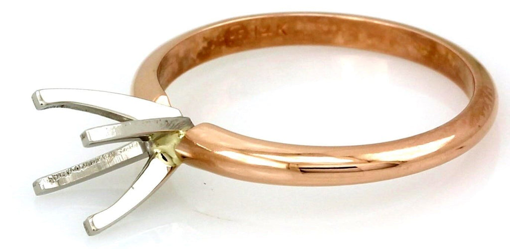 platinum 14k rose gold 6.5mm 1 ct round solitaire engagement ring setting 2.63g