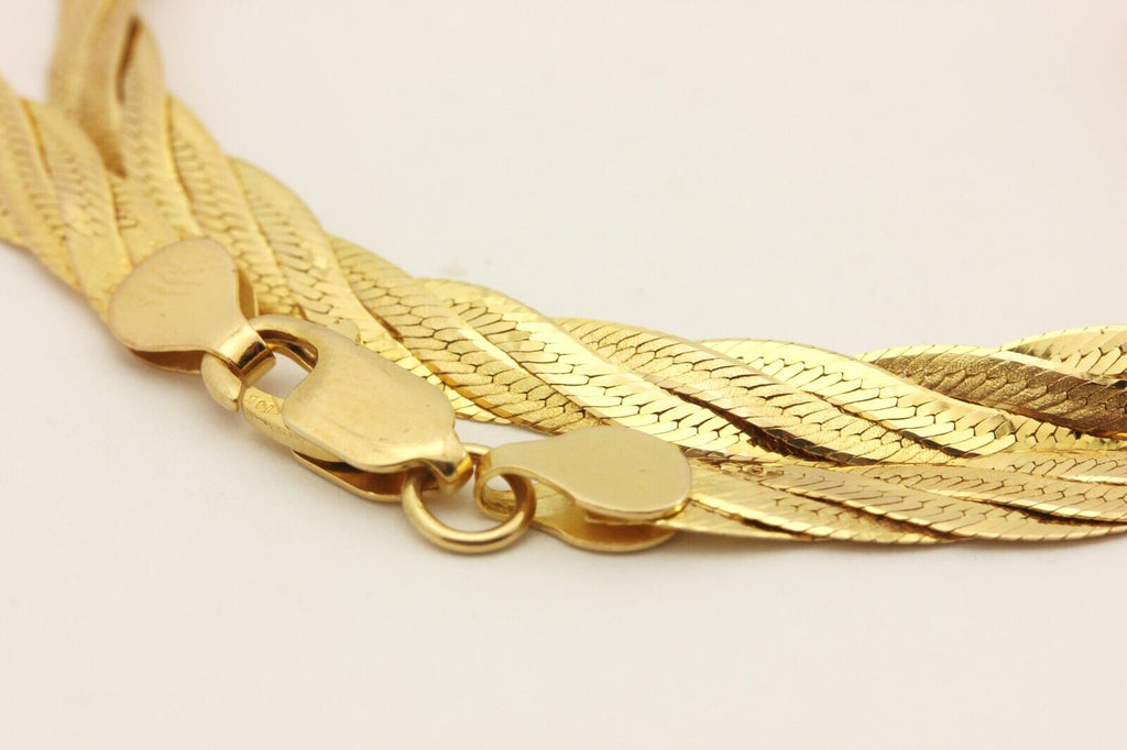 14k yellow gold herringbone weave chain necklace 18 inch 6mm lobster 15.45g