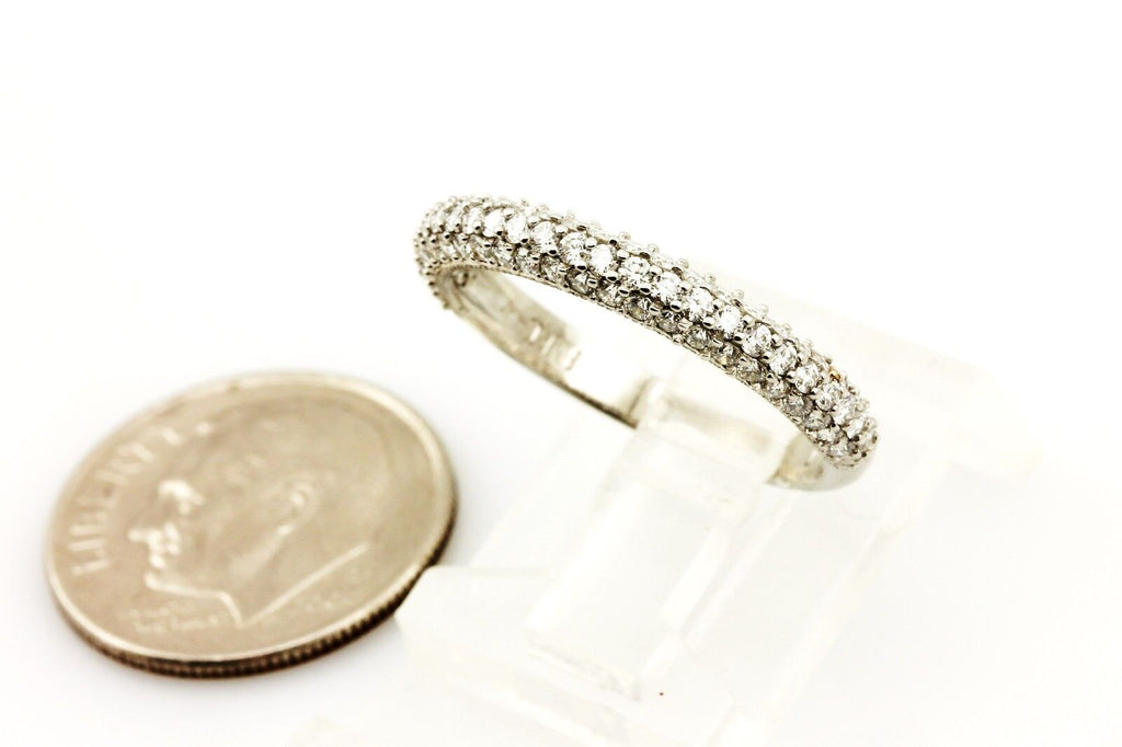 Platinum diamond 0.63ctw three row anniversary wedding band sz 6 2.93g NEW