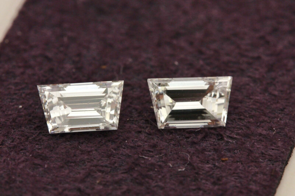 loose matched pair natural diamonds 0.52ctw trapezoid steps F-G VVS2 5.2x3.0mm