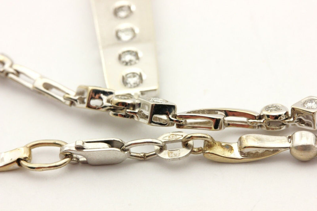 ITALY 585 14k white gold 1.18ctw diamond pendant necklace 16 inch 19.76g estate