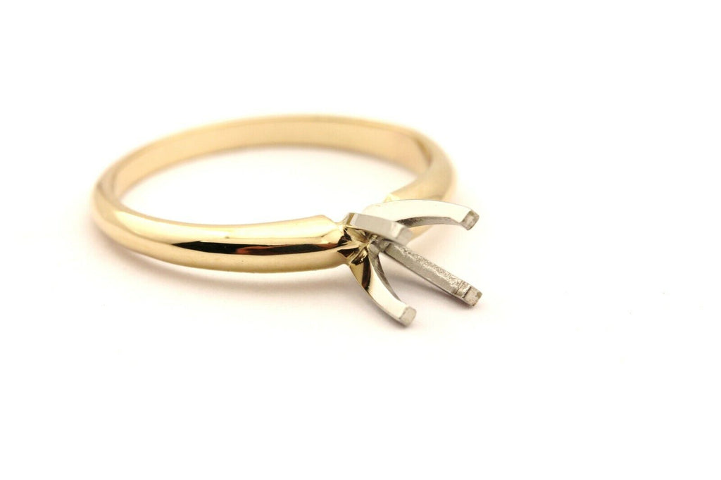 14k yellow gold 4.7mm solitaire engagement ring setting 4prong platinum sz6 2.3g
