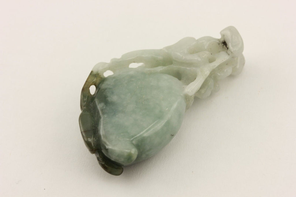 jade hardstone carving feline cat peach eternal life green estate vintage