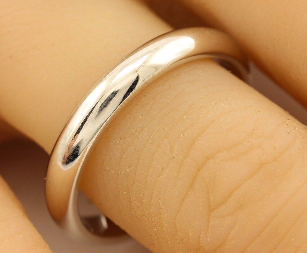 14k white gold size 12 high polish 4mm men's wedding band ring NEW 6.91 grams